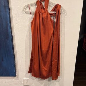 Chic One Shoulder Dress in Rust Orange
